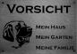 Preview: Edelstahl Warnschild Kangal-Hirtenhund VORSICHT Mein Haus mein Garten meine Familie